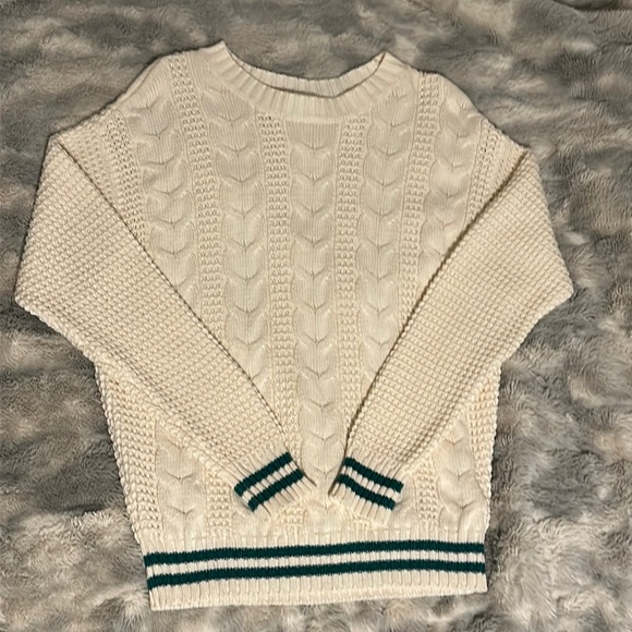 American Eagle Outfitters Sweaters - NWT.  American Eagle - Cream Sweater with Green Trim - Size: Medium